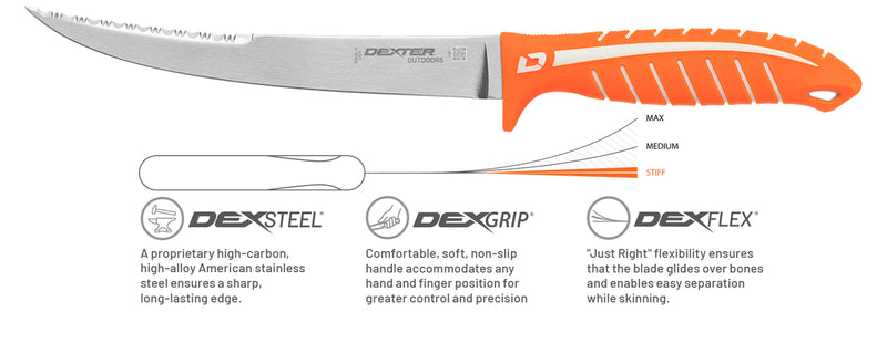 Dexter Outdoors DEXTREME Dual Edge DX8S 8" Stiff Fillet Knife